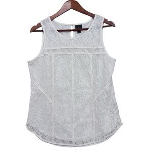 Worthington Sleeveless White Lace Top Women Size Medium